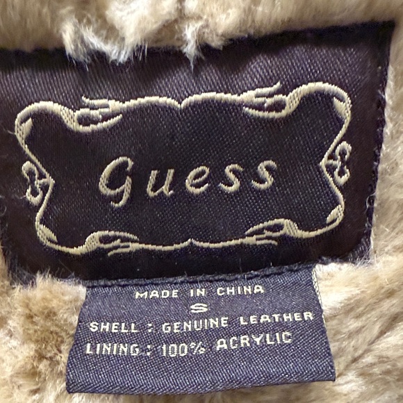 Guess Tan Teddy Jacket with Faux Fur and real leather. - Picture 8 of 9